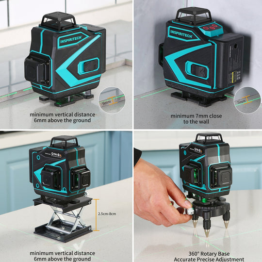 Inspiritech 4x360° Self-Leveling Line Laser Level With Remote Control TDY01GS16