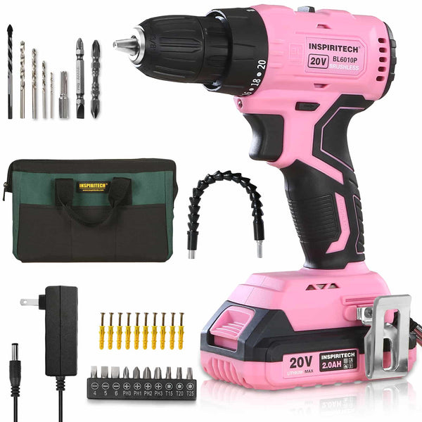 Pink Power Drill Set for Women 20V Pink Cordless Drill Driver -  Denmark