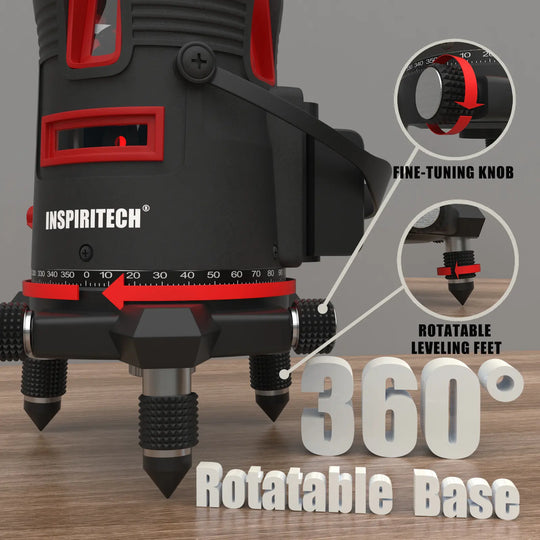 Inspiritech 5 Lines Red Beam Self-Leveling Laser Level with 360° Rotary Base TR-5LR-1