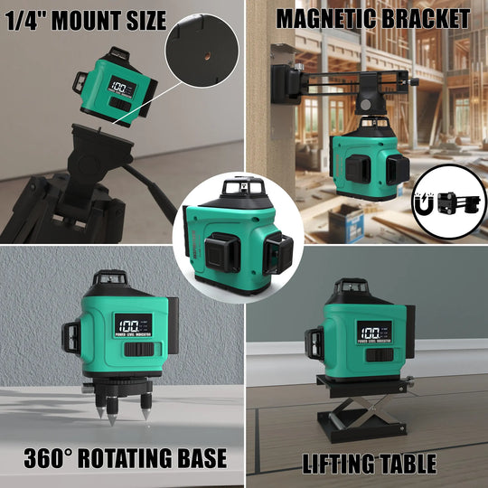 Inspiritech 3x360° Self-Leveling Line Laser Level With Remote Control TQY-G3T12