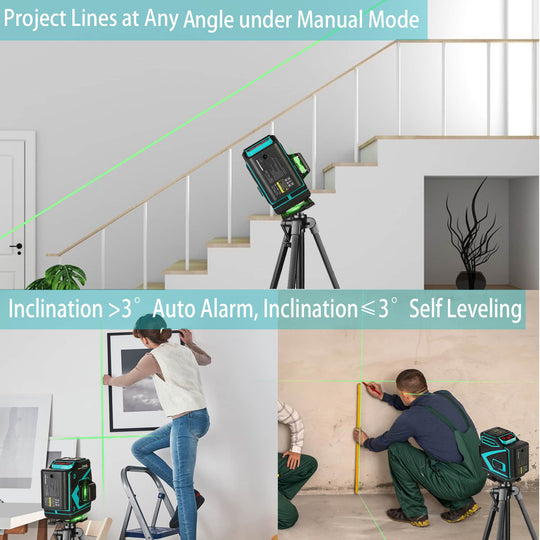 Inspiritech 3x360° Self-leveling Line Laser Level with Remote Control TDY01GS