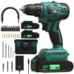 Inspiritech 20V Brushless Drill Set with 2 Batteries & Charger BL7010