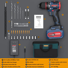 INSPIRITECH 20V Cordless Drill Set, Brushless Power Drill Set with 3.0Ah Battery(BL7120)