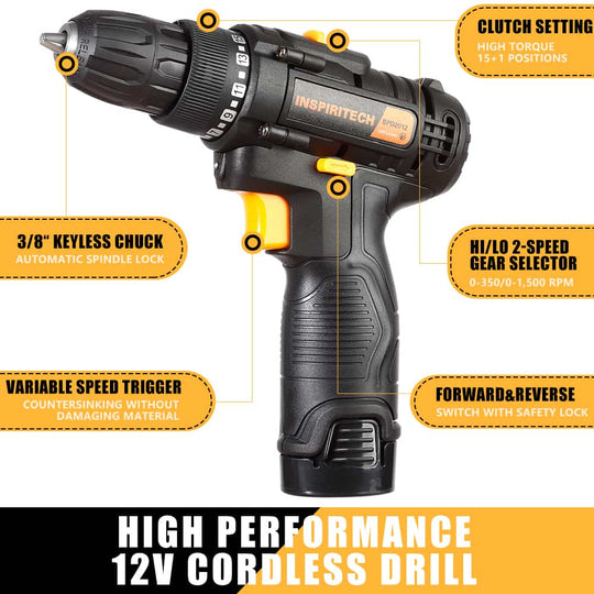 Black & Decker 12V Lithium Drill with 2 Batteries